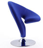 Manhattan Comfort Curl Polished Chrome Wool Blend Swivel Accent Chair - Blue|Fauteuil d’appoint pivotant Curl de Manhattan Comfort en chrome poli et en mélange de laine - bleu