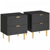 HOMCOM Nightstand Set of 2, Bedside Table, Side Table with 2 Drawers, Black