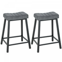 HOMCOM Bar Stools Set of 2 Velvet Upholstered Counter Height Barstools Grey