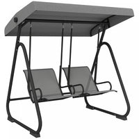 Outsunny Patio Swing Chair w/Adjustable Canopy 2-Seat, Grey