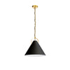 Dainolite Princeton 1 Light Pendant 16" Dia Aged Brass Finish Black Shade Lamp|Luminaire suspendu Princeton de Dainolite de 16 po de diamètre avec abat-jour noir, fini laiton vieilli et 1 ampoule