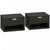 HOMCOM Floating Nightstands Set of 2 with Fluted Drawer Open Shelf Black