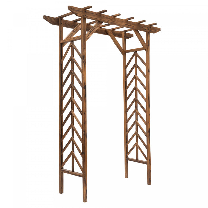 Outsunny 79\" Garden Trellis, Wooden Arched Arbour With Pergola Style Roof