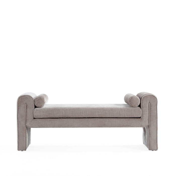 Concord Modern Glam Chenille Accent Bench in Dove