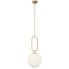 Dainolite Simone 1 Light Pendant Aged Brass White Opal Glass Lamp