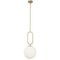 Dainolite Simone 1 Light Pendant Aged Brass White Opal Glass Lamp
