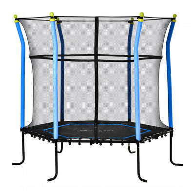 Soozier 63" Kids Trampoline Mini Indoor/outdoor Bouncer Jumper With Enclosure Net Elastic Thick Padd|Soozier Mini Trampoline Pour Enfants De 63" Pour Interieur/exterieur Avec Filet D'enceinte, Poteau E