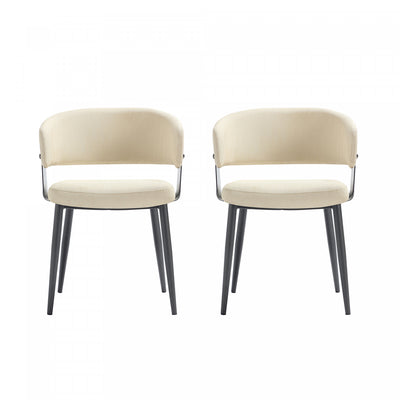 Luce Modern Textured Vegan Leather Metal Dining Chair in Sand - Set of 2 | Chaise de salle a manger moderne Luce en cuir vegetalien texture et metal, sable - Lot de 2