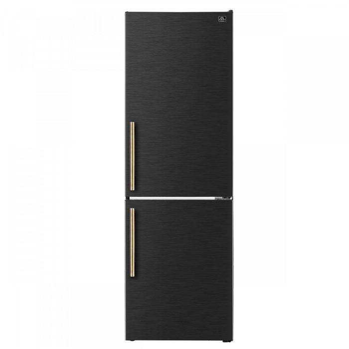 Forno Custodia 24\" Bottom Freezer, 10.3 cu.ft., Right Swing, Total No frost, Black - FFFFD1766-24BLK-RS Refrigerator