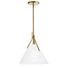 Dainolite Nicole 1 Light Pendant Aged Brass White Opal Glass Lamp|Luminaire suspendu Nicole de Dainolite en verre blanc opale, avec fini laiton vieilli et 1 ampoule