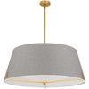 Dainolite Preston 4 Light Pendant 33" Dia Aged Brass Grey Fabric Shade Lamp|Luminaire suspendu Preston de Dainolite de 33 po de diamètre avec abat-jour en tissu gris, fini laiton vieilli et 4 ampoules