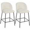 HOMCOM 27" Counter Height Modern Bar Stools Set of 2 with Back, Cream White