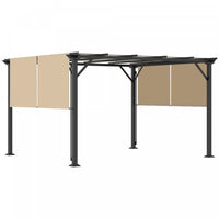 Outsunny 10' X 12' Retractable Pergola Canopy, Outdoor Gazebo With Sun Shade Canopy And Steel Frame,