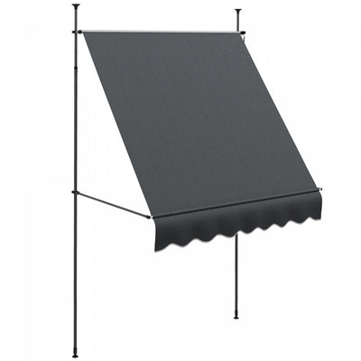 Outsunny 6.5' X 4' Retractable Awning, Freestanding & Non-screw, Dark Grey|Outsunny Auvent Retractable 6.5' X 4', Autoportant Et Sans Vis, Gris Fonce