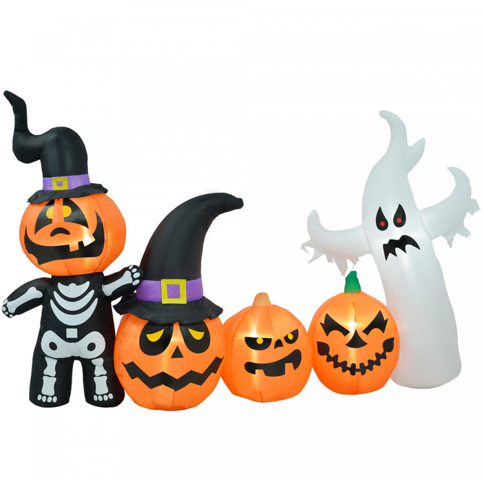 Homcom 7.5ft Inflatable Halloween Pumpkin Ghost Family, Led Yard Display