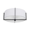 Dainolite Preston 3 Light Semi-flush Mount Matte Black White Shade Lamp|Plafonnier semi-affleuré Preston de Dainolite avec abat-jour blanc, fini noir mat et 3 ampoules