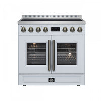 Forno Torino French Door 36 Inch White Induction Range, 5.36 cu.ft. - FFSIN0950-36WHT Electric Range 