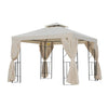 Outsunny 10' X 10' Patio Gazebo Outdoor, Canopy Shelter With Double-tier Roof, Pavilion Sidewalls Fo|Outsunny 10' X 10' Pavillon De Jardin Tonnelle Barnum Gazebo Avec Parois Laterales Beige