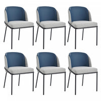 Olivia Set of 6 Modern Dining Chair with Slanted Legs and Adjustable Feet,Blue&Gray