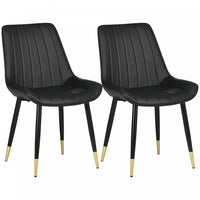HOMCOM Dining Chairs Set of 2, PU Leather Upholstered Kitchen Chair, Black