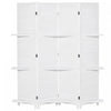 Homcom 4-panel Wood Room Divider With 3 Shelves 5.6ft|Homcom Separateur De Piece En Bois A 4 Panneaux Avec 3 Etageres