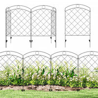 Outsunny 11.4' Garden Fence Steel Border Flower Edging, Pack of 4, Black
