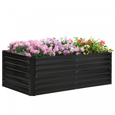 Outsunny Raised Garden Bed, 71" X 35" X 23" Galvanized Steel Planters For Outdoor Plants With Multi-|Outsunny Jardiniere Surelevee, 71" X 36" X 23" Jardinieres En Acier Galvanise Pour Plantes D'exterie