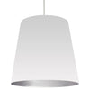 Dainolite Oversized Drum 1 Light Pendant XLarge White/Silver Shade Lamp|Très grand luminaire suspendu de Dainolite avec très grand abat-jour cylindrique blanc et argenté, et 1 ampoule