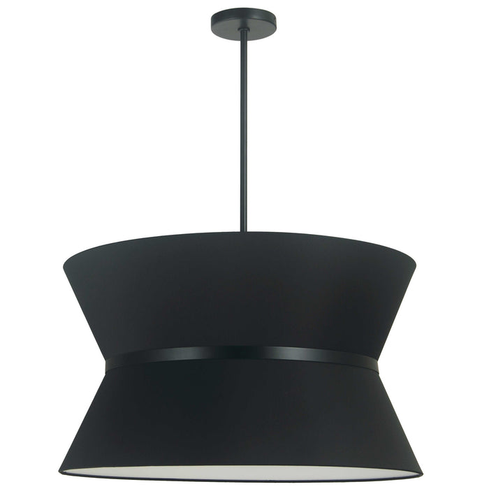 Dainolite Caterine 4 Light Pendant 24\" Dia Matte Black Finish Black Ring/Black Shade Lamp