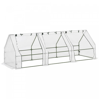 Outsunny 9' X 3' X 3' Portable Tunnel Greenhouse Outdoor Garden Mini With Large Zipper Doors & Water|Outsunny 9 'x 3' X 3' Mini Serre Tunnel Portatif Pour Plantes De Tente De Culture Maison Chaude Avec