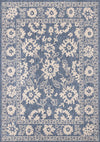 Cabana Blue White Elegant Border Outdoor Rug, 6'7\" x 9'6\" Outdoor Area Rug