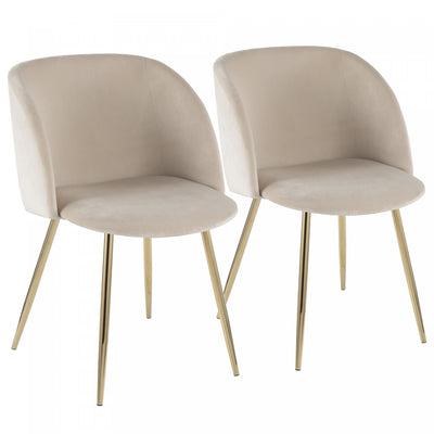 LumiSource Fran Cream Velvet Contemporary Dining Chair - Set of 2|Chaise de salle à manger contemporaine Fran en velours crème - ensemble de 2