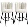 HOMCOM Bar Stools Set of 2, Counter Height Barstools with Back, Cream