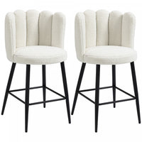 HOMCOM Bar Stools Set of 2, Counter Height Barstools with Back, Cream