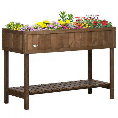 Outsunny 43.25" X 18" X 30" Elevated Wooden Garden Plant Stand Outdoor Raised Flower Bed 8 Grid Box |Outsunny Lit De Jardin Sureleve En Bois Avec 8 Fentes, Boite A Plantes Surelevee Avec Etagere Ouvert