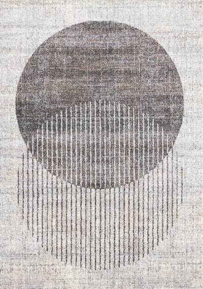 Solace Soft Low-Pile Grey White Merging Circles Area Rug - 7'10" x 10'6"|Carpette à poil court doux Solace grise et blanche à motif de cercles qui fusionnent - 7 pi 10 po x 10 pi 6 po
