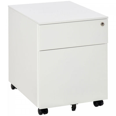 Vinsetto 2 Drawers File Cabinet On Wheels Lockable For Home Office|Vinsetto Classeur A 2 Tiroirs, Verrouillable Sur Roues Pour Le Bureau
