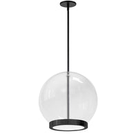 Dainolite Picotas LED Pendant 15w Matte Black Clear Glass Lamp