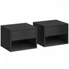 HOMCOM Floating Nightstand Set of 2 with Drawer and Shelf, Black