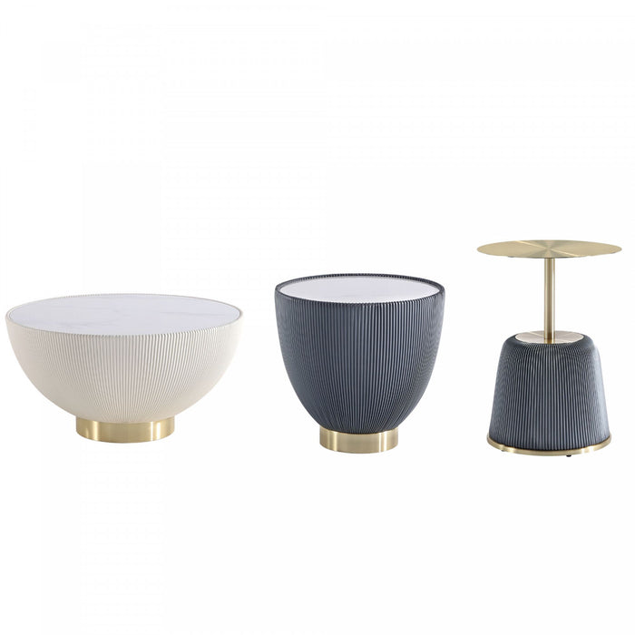 Anderson Modern 3-Piece Coffee Table & End Table Set in Cream and Gray