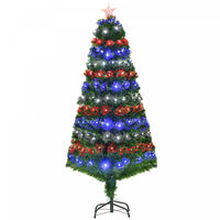 Homcom 5ft Pre-lit Fiber Optic Artificial Christmas Tree With 180 Led Lights And Branch Tips