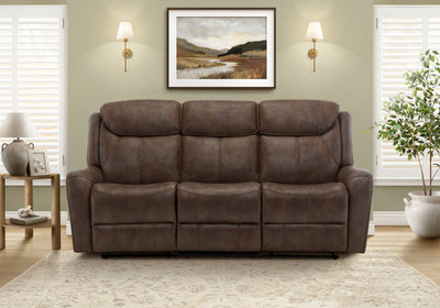3-Seater Power Reclining Sofa, 83" Wide, Usb Port Included, Brown Leather-Look Recliner | Sofa 3 Places Inclinable Electrique, 83"L, Port Usb Inclus, Aspect Cuir Brun