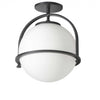 Dainolite Paola 1 Light Semi-flush Mount Matte Black White Opal Glass Lamp|Plafonnier semi-affleuré Paola de Dainolite en verre blanc opale, avec fini noir mat et 1 ampoule