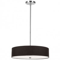 Dainolite Everly 4 Light Pendant Polish Chrome Finish Black Shade Lamp
