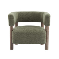 Evelyn Accent Arm Chair with Comfortable Seating and Boucle Upholstery,Olive Green Accent Chair 