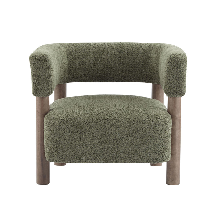 Evelyn Accent Arm Chair with Comfortable Seating and Boucle Upholstery,Olive Green Accent Chair