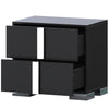 Nova Elegant Nightstand with Metal Foot and Mirrored Drawers, Black | Nova Table de Nuit Elegante avec Pied Metallique et Tiroirs Miroir, Noir