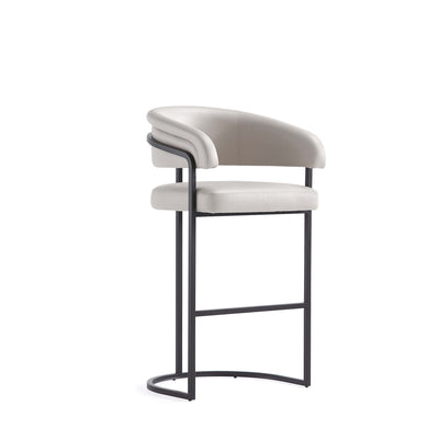 Augusta Modern Metal Upholstered Barstool in Light Gray | Tabouret de bar moderne Augusta en metal et tissu, gris clair
