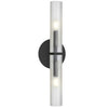 Dainolite Wand 2 Light Wall Sconce Matte Black Frosted Glass Lamp|Applique murale Wand de Dainolite en verre givré, avec fini noir mat et 2 ampoules