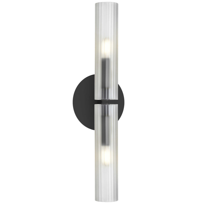 Dainolite Wand 2 Light Wall Sconce Matte Black Frosted Glass Lamp